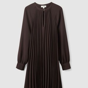 COS A-line Pleated Dress in Brown